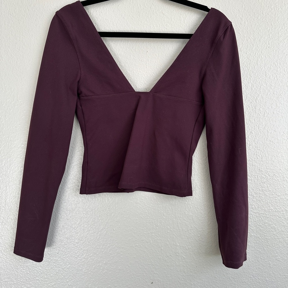 Free People Plum Purple Corset Cropped Top Long Sleeve Medium - Picture 2 of 3